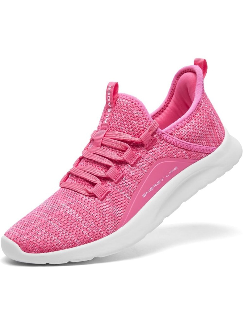 Women's Pink Denim Lightweight Pull-On Round Toe Athletic Running Sneaker